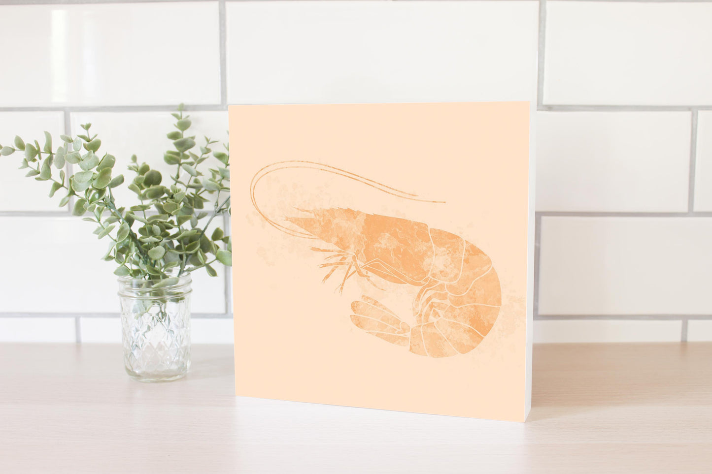 Louisiana Colorful Water Color Shrimp | Wood Block | Eaches | Min 2