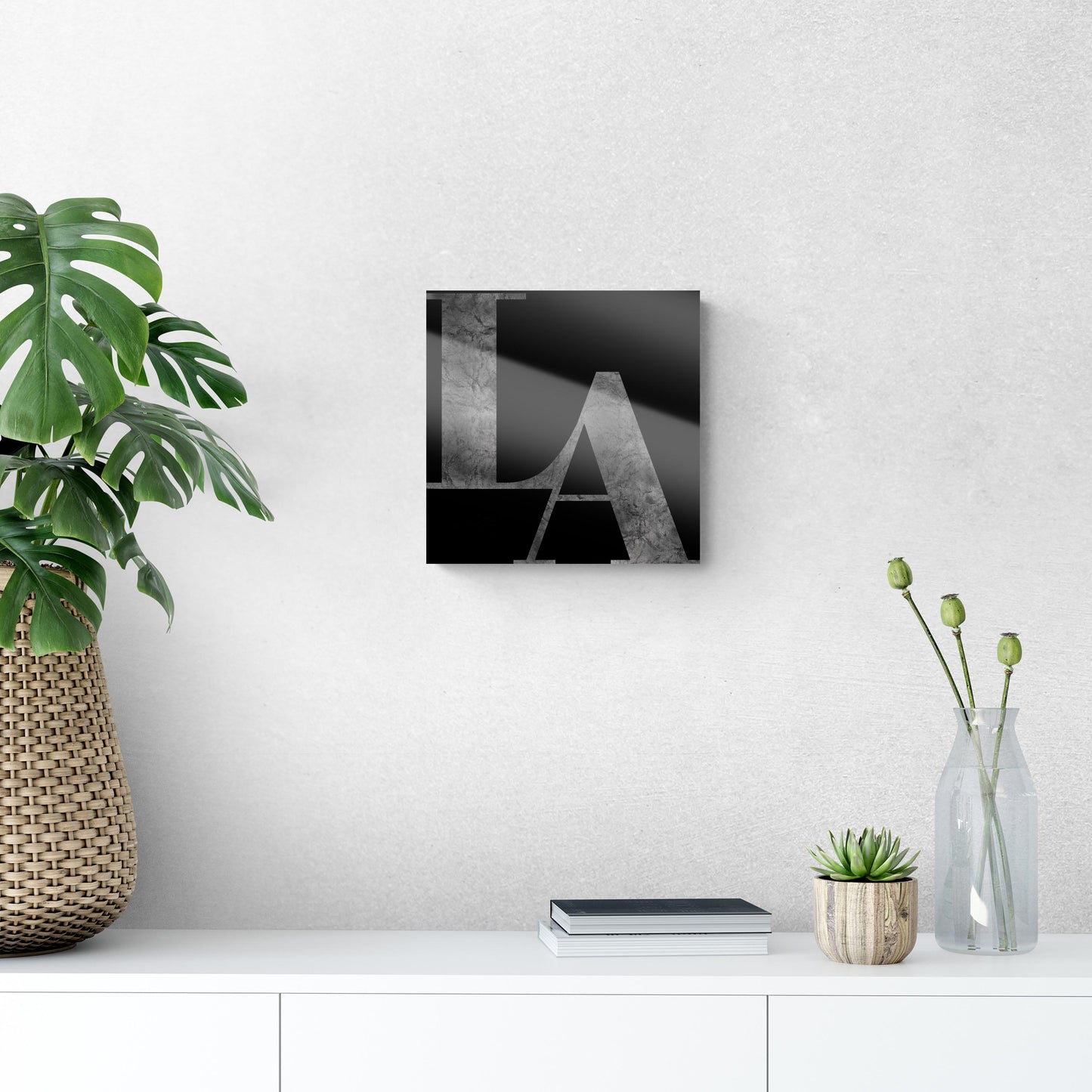 Modern Black Louisiana Initials | Hi-Def Glass Art | Eaches | Min 1
