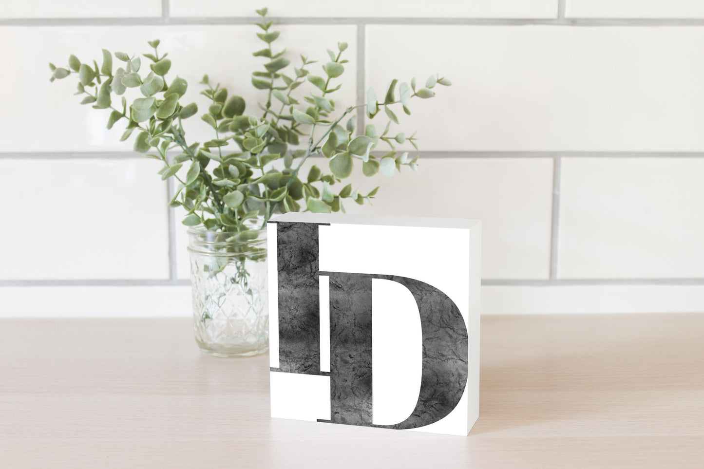 Minimalist B&W Idaho White Initials | Wood Block | Eaches | Min 4