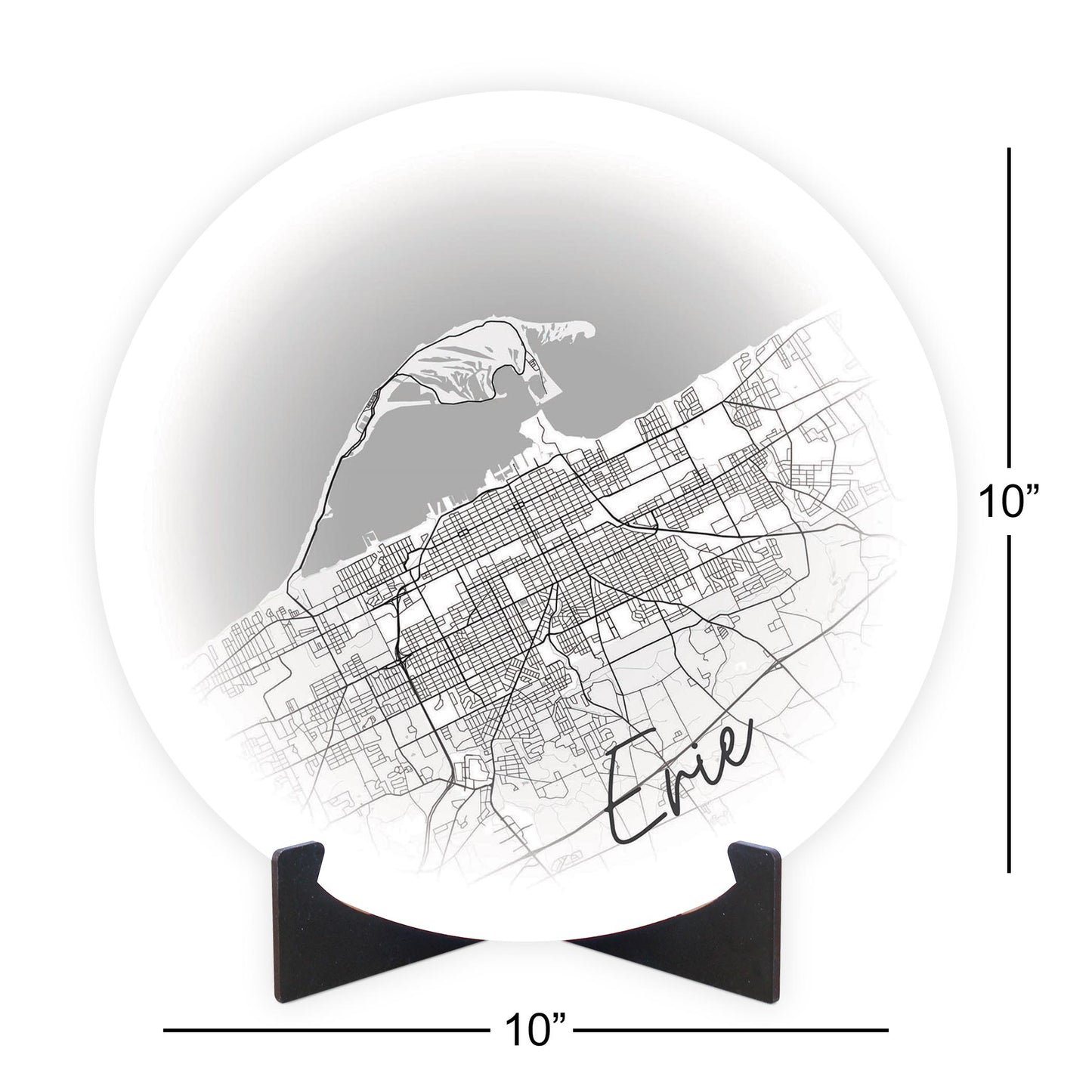 Minimalistic B&W Pennsylvania Erie Circle Map | Wood Sign | Eaches | Min 1