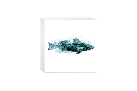Blue White Water Color Speckled Trout | Wood Block | Eaches | Min 4
