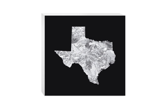 Minimalistic B&W Texas Metal State Shape | Wood Block | Eaches | Min 2