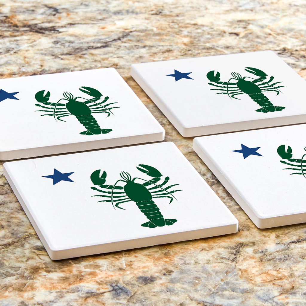 New England Star And Lobster | Absorbent Coasters | Set of 4 | Min 2