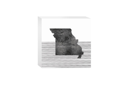 Minimalist B&W Missouri State With Straight Lines | Wood Block | Eaches | Min 4