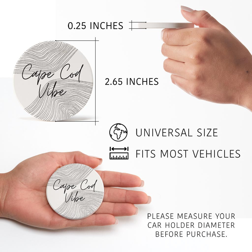 Minimalistic B&W Cape Cod Vibe | Absorbent Car Coasters | Set of 2 | Min 4