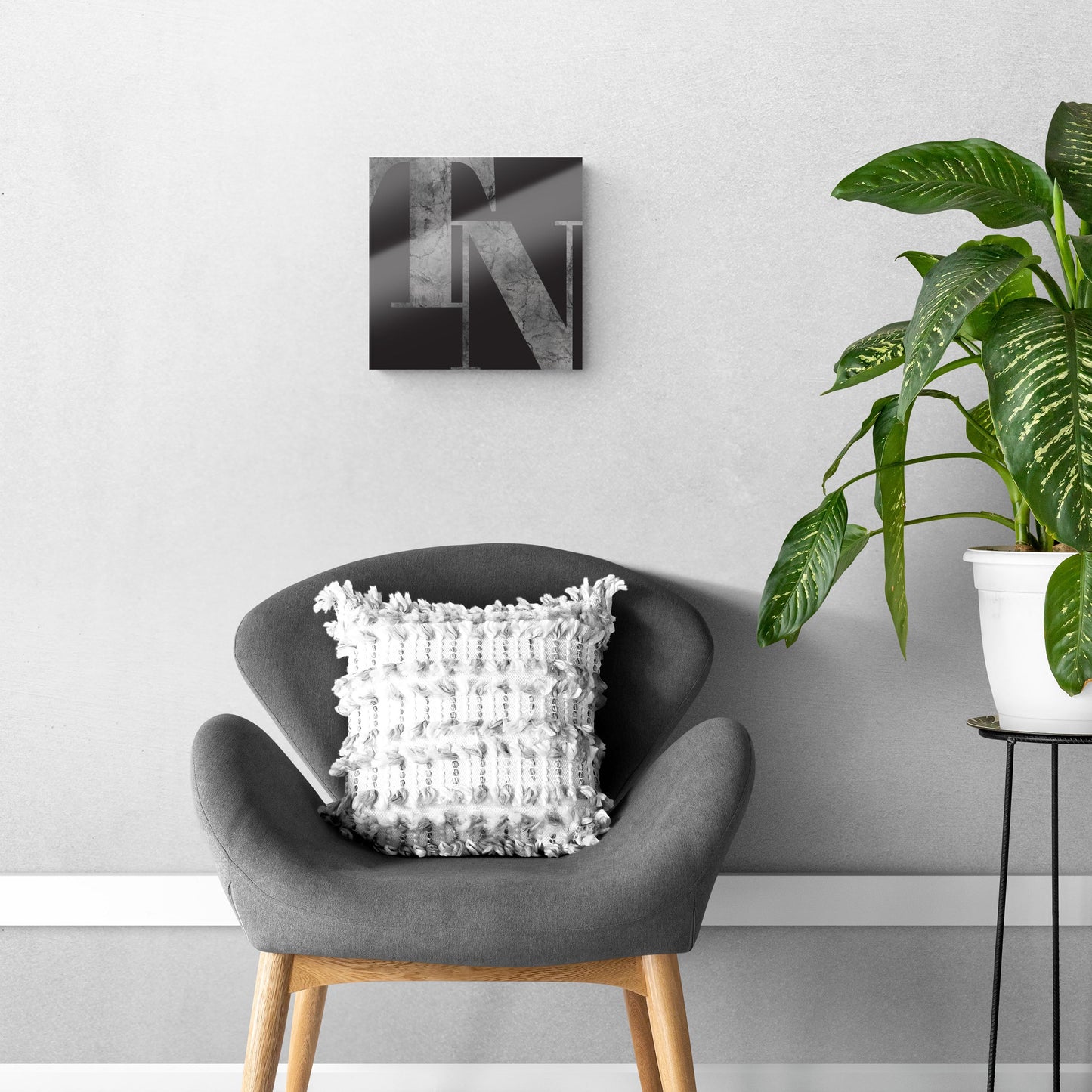 Minimalist B&W Tennessee Black Initials | Hi-Def Glass Art | Eaches | Min 1