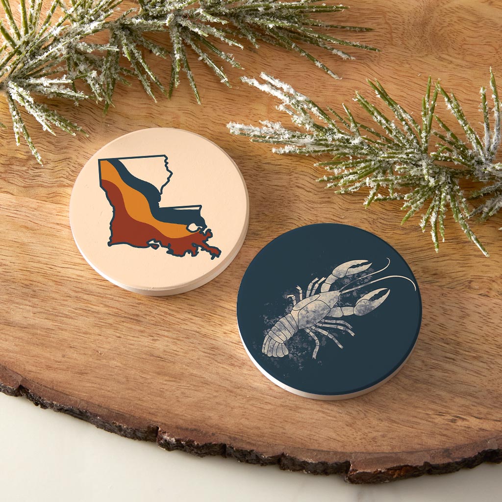 Modern Minimalist Louisiana Set | Absorbent Car Coasters | Set of 2 | Min 4