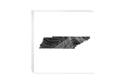Minimalist B&W Tennessee State Shape | Wood Block | Eaches | Min 2