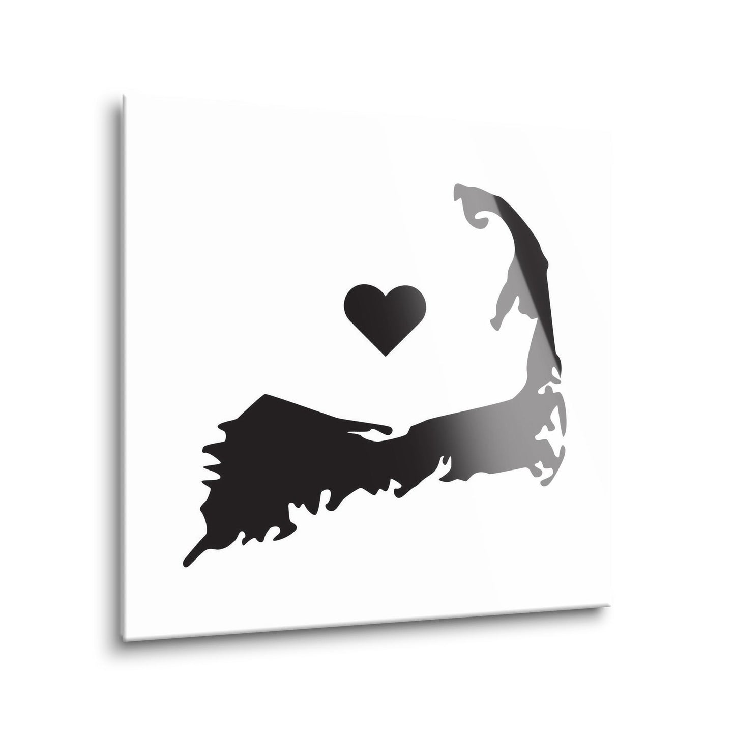 Minimalistic B&W Cape Cod With Heart | Hi-Def Glass Art | Eaches | Min 1