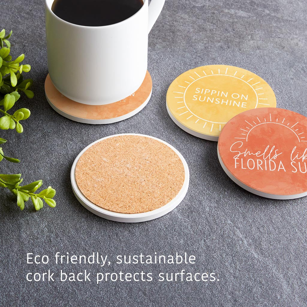 Florida Water Color Sayings | Absorbent Coasters | Set of 4 | Min 2
