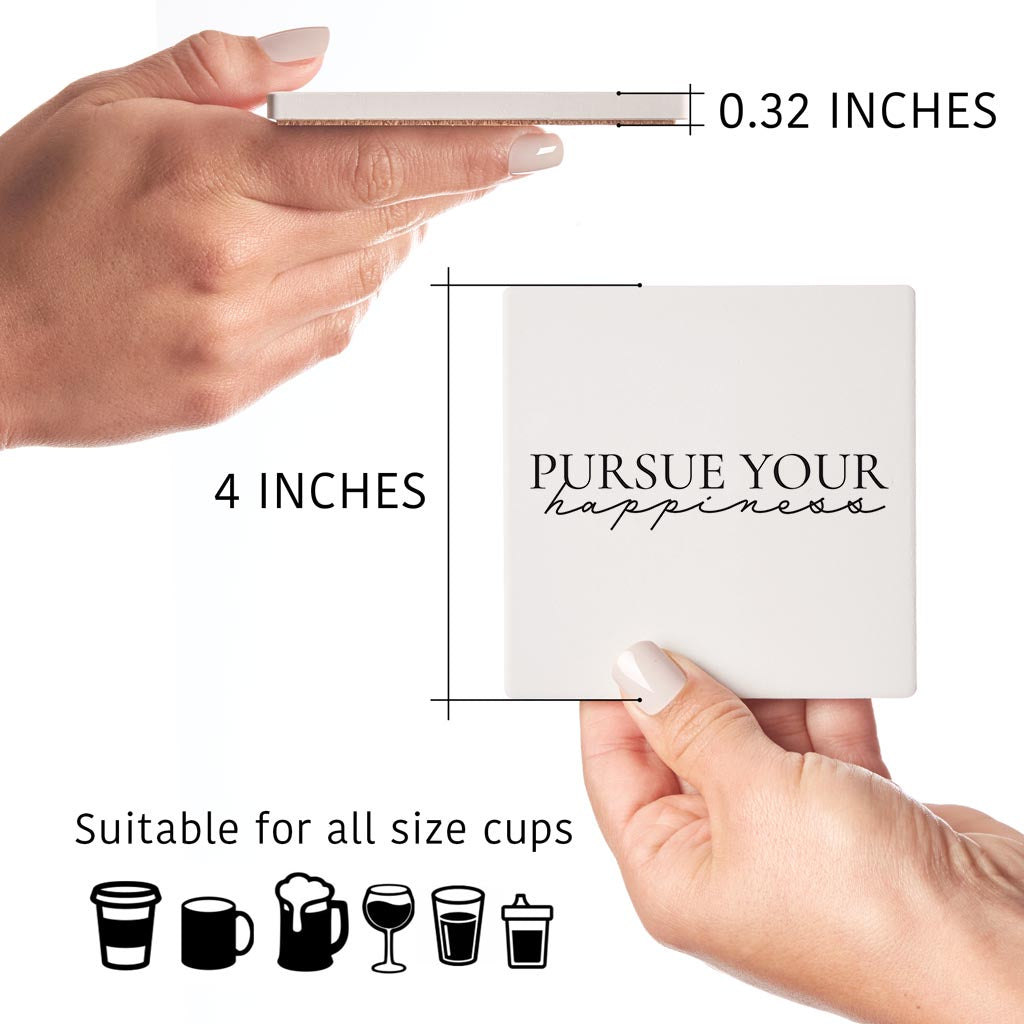 Minimalistic B&W Pennsylvania Happiness Quip | Absorbent Coasters | Set of 4 | Min 2