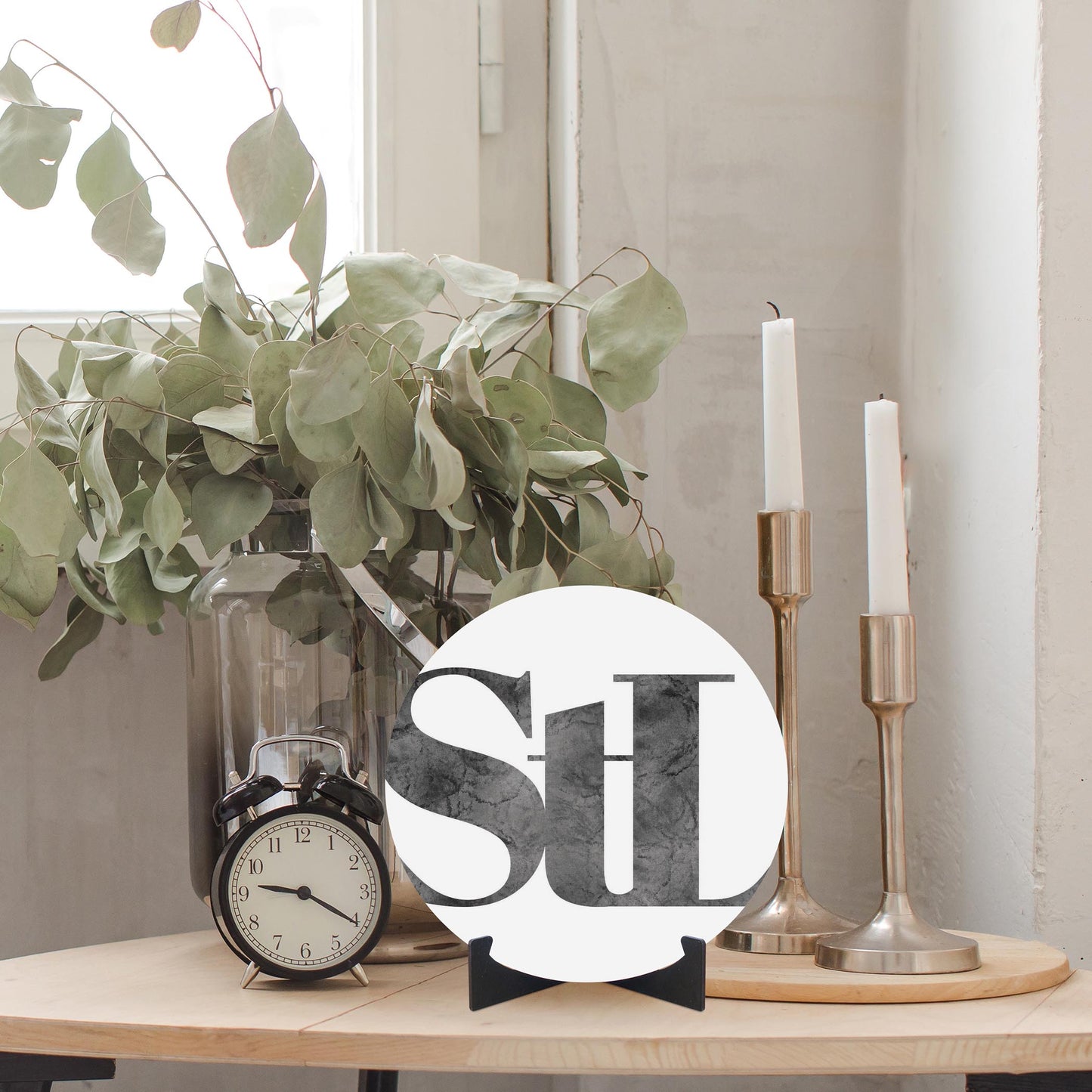 Minimalist B&W Missouri St Louis White Initials | Wood Sign | Eaches | Min 1