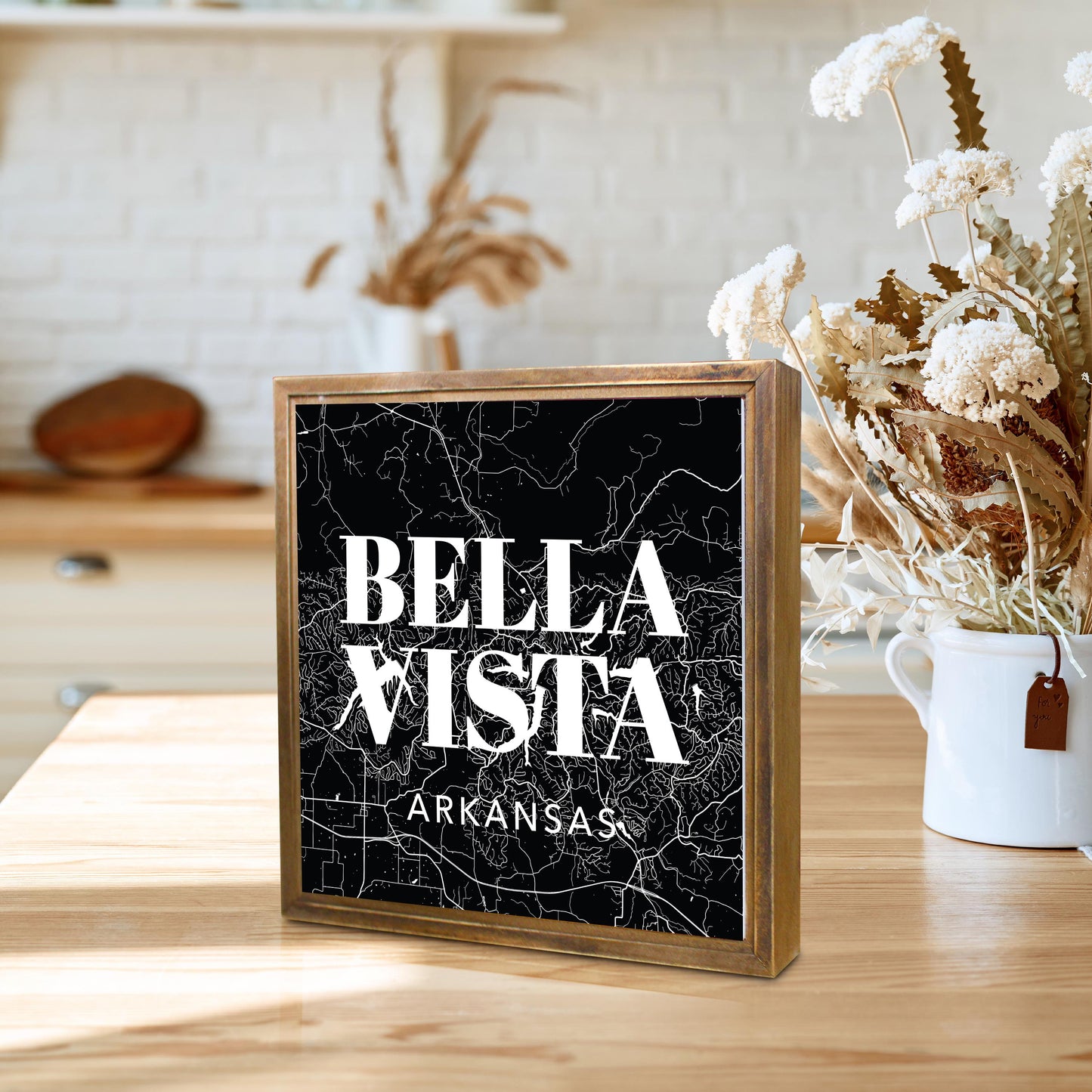Minimalist B&W Arkansas Bella Vista Map State | Wood Sign | Eaches | Min 1