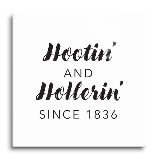 B&W Minimalist Arkansas Hootin Hollerin | Hi-Def Glass Art | Eaches | Min 1