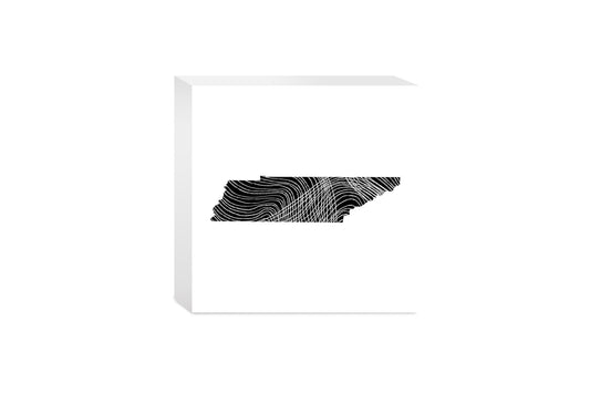 Minimalist B&W Tennessee State Shape | Wood Block | Eaches | Min 4