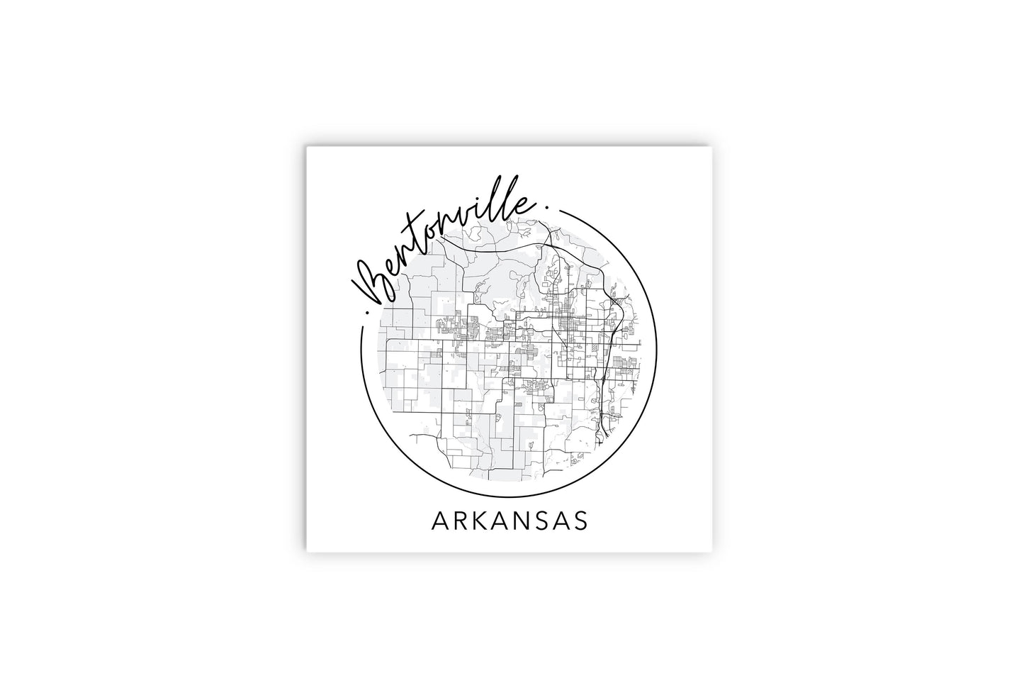 Minimalist B&W Arkansas Bentonville Circle Map State | Wood Sign | Eaches | Min 2