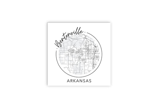 Minimalist B&W Arkansas Bentonville Circle Map State | Wood Sign | Eaches | Min 2