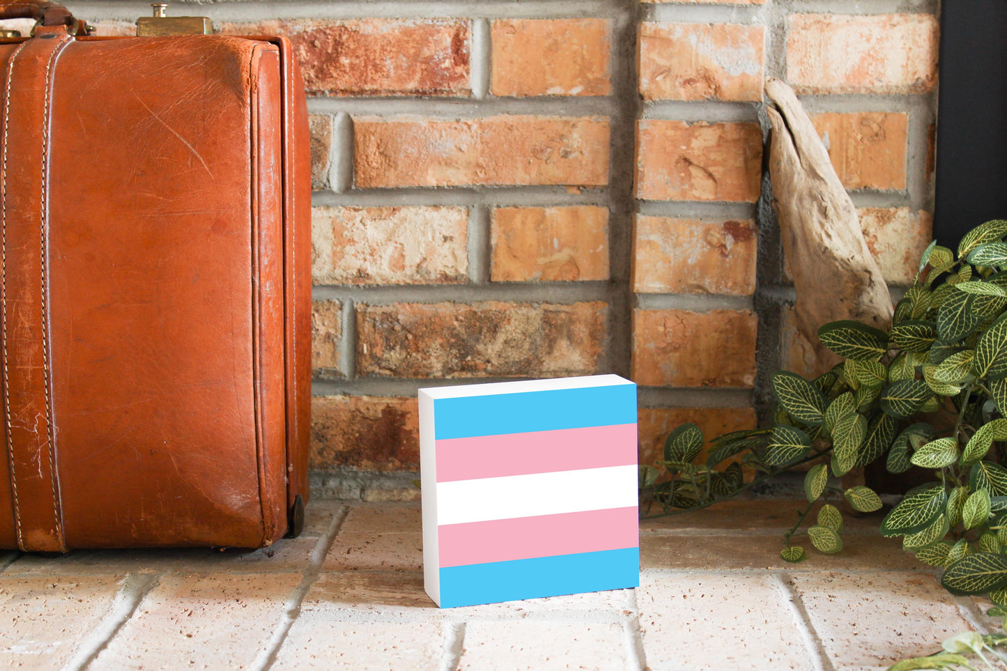 Transgender Pride Flag Colors | Wood Block | Eaches | Min 4