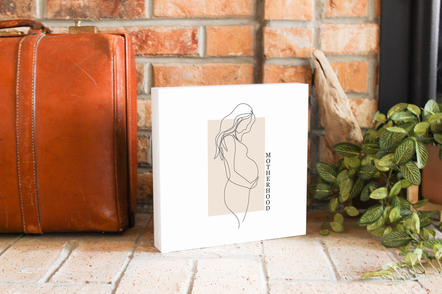 Modern Minimalist Mothers Day Pregnancy | Wood Block | Eaches | Min 2