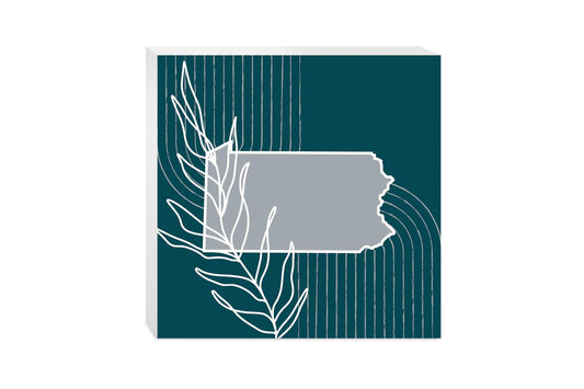 Modern Minimalist Pennsylvania Shape With Leaf | Wood Block | Eaches | Min 2