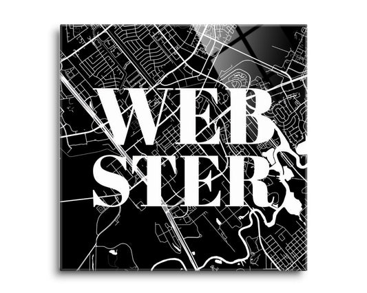 Minimalistic B&W Texas Webster Map | Hi-Def Glass Art | Eaches | Min 2