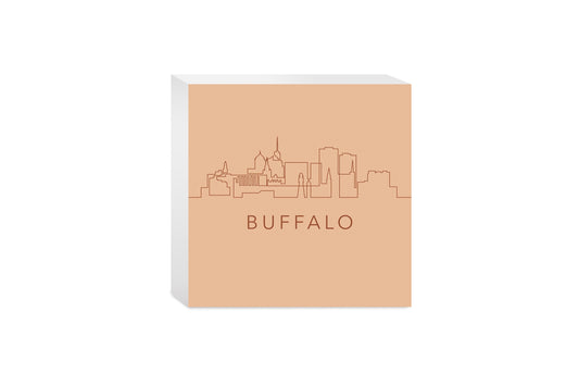 Modern Minimalistic New York Buffalo Skyline | Wood Block | Eaches | Min 4