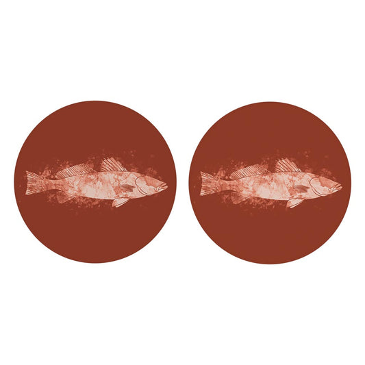 Louisiana Colorful Water Color Speckled Trout | Absorbent Car Coasters | Set of 2 | Min 4