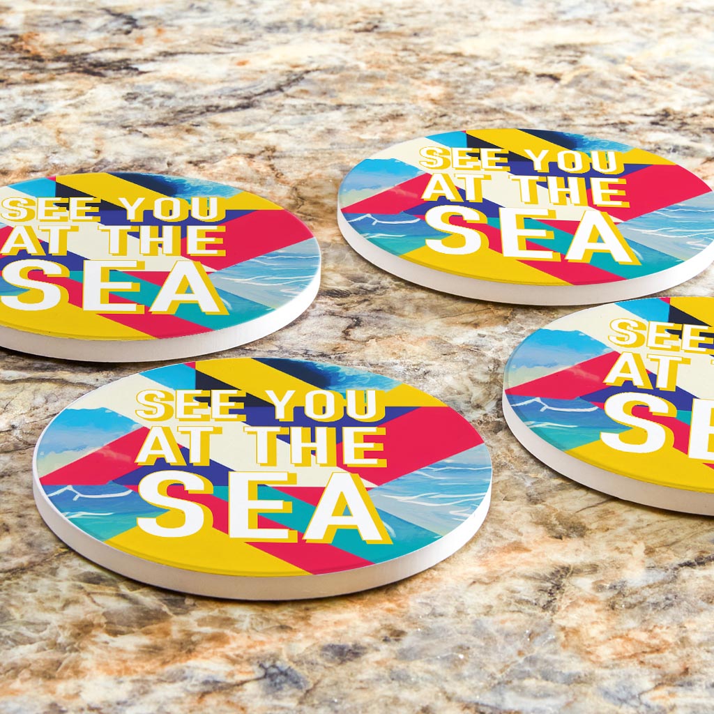 See You At The Sea | Absorbent Coasters | Set of 4 | Min 2