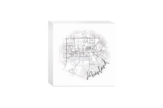 Minimalistic B&W Texas Pearland City Circle Map | Wood Block | Eaches | Min 4