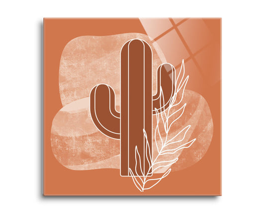 Modern Minimalist Texas Cactus | Hi-Def Glass Art | Eaches | Min 2