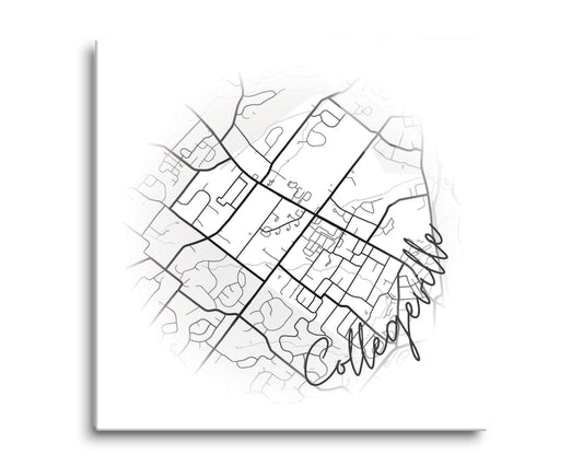 Minimalistic B&W Pennsylvania Collegeville Circle Map | Hi-Def Glass Art | Eaches | Min 2
