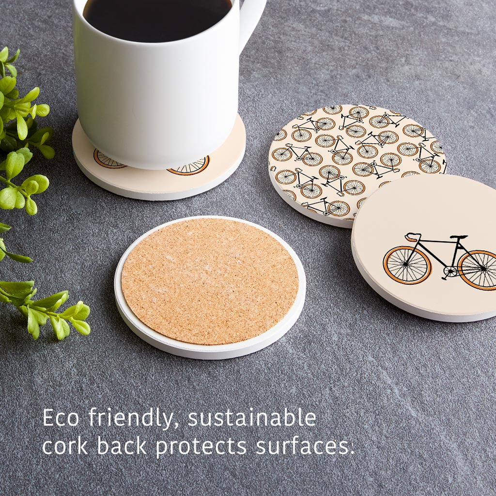 Vintage Bike With Pattern | Absorbent Coasters | Set of 4 | Min 2