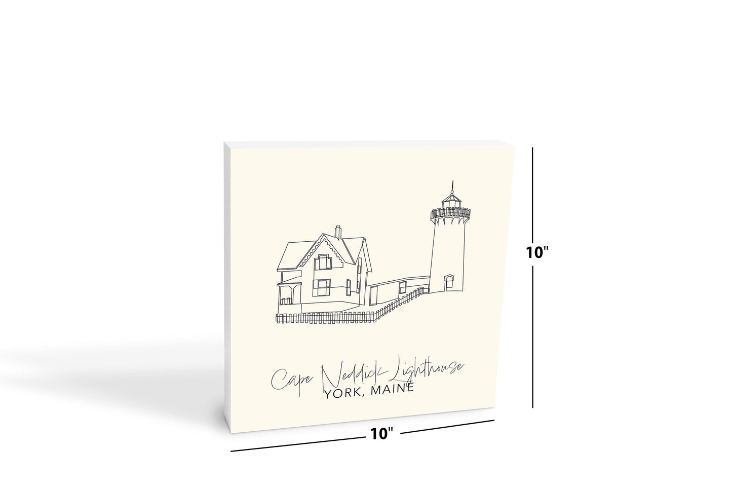 Cream Cape Neddick Lighthouse | Wood Block | Eaches | Min 2