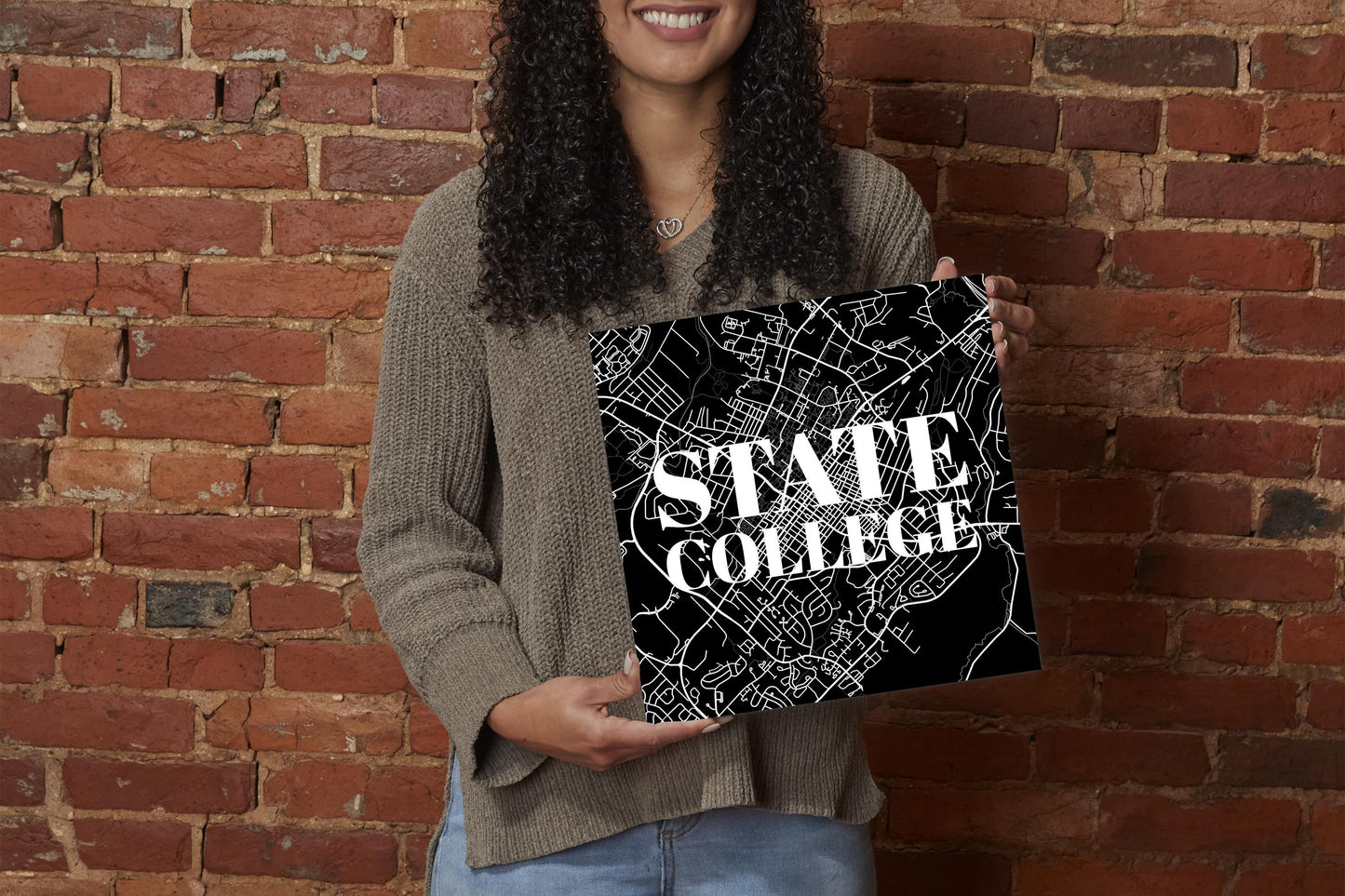 Minimalistic B&W Pennsylvania State College Map | Wood Sign | Eaches | Min 2