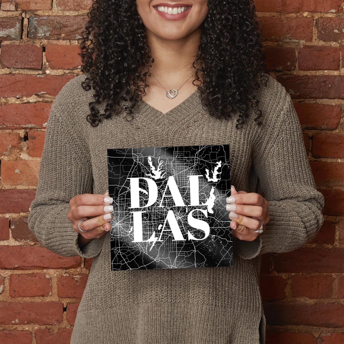 Modern Black Dallas Map | Hi-Def Glass Art | Eaches | Min 2