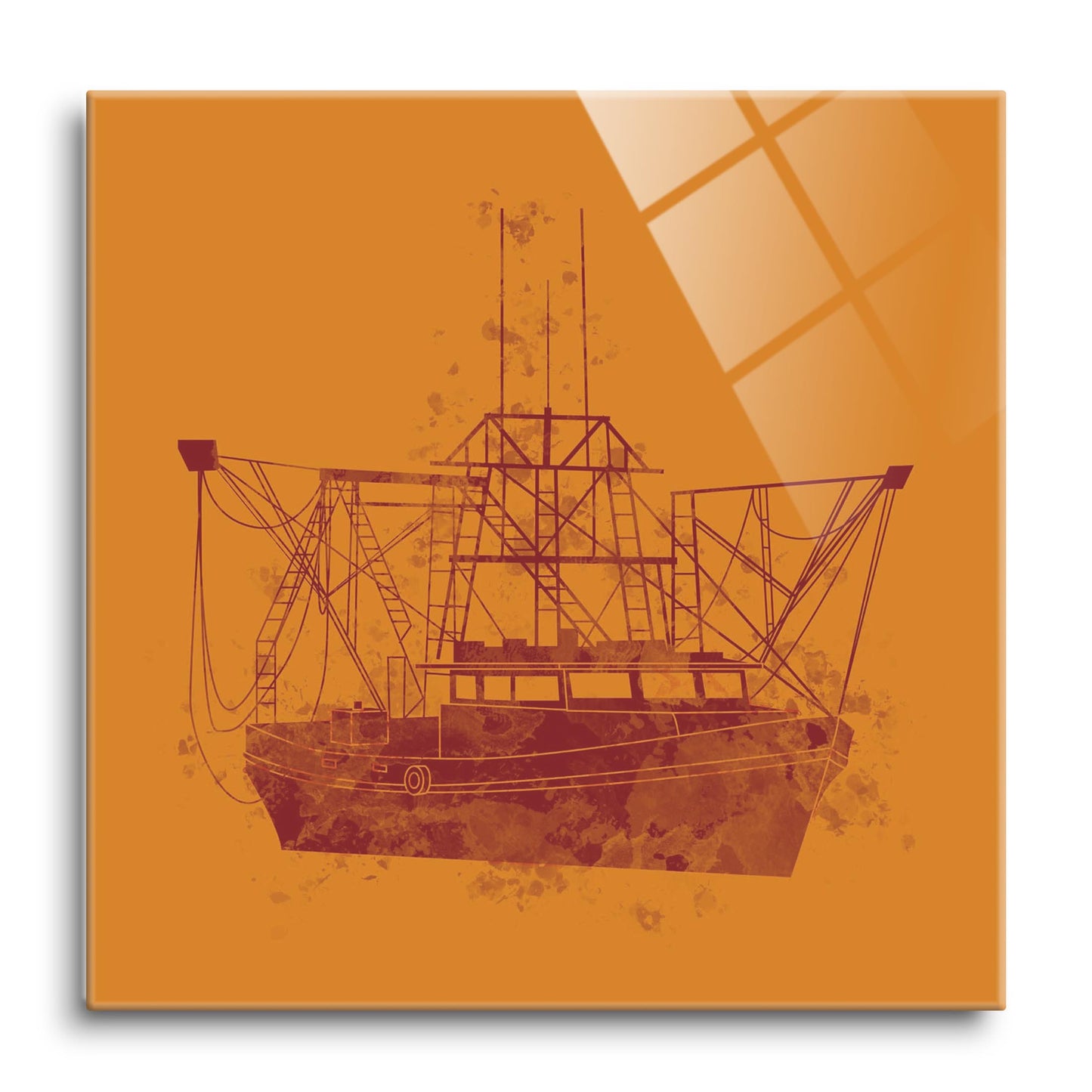 Louisiana Colorful Water Color Shrimp Boat | Hi-Def Glass Art | Eaches | Min 1