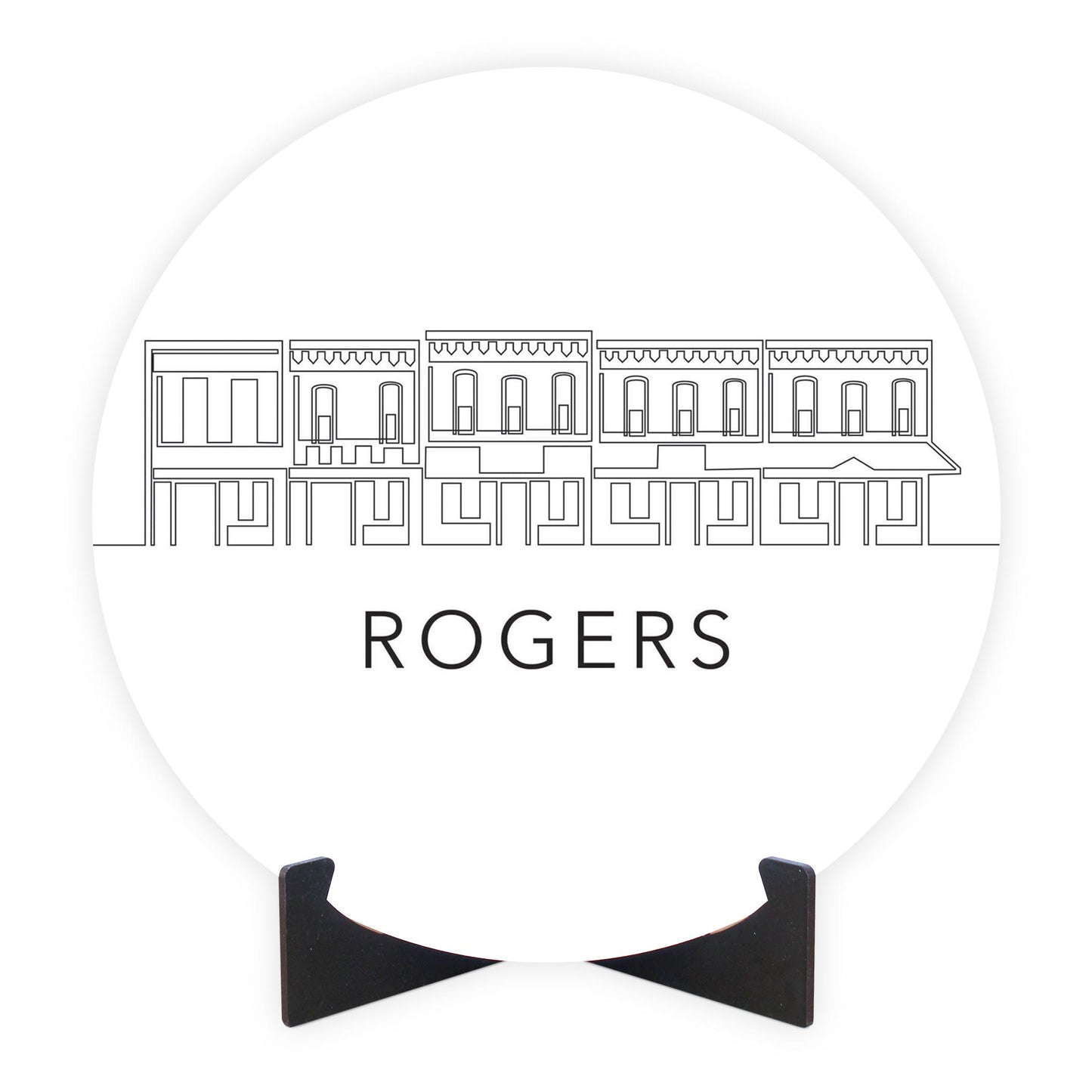Minimalist B&W Arkansas Rogers Skyline | Wood Sign | Eaches | Min 1