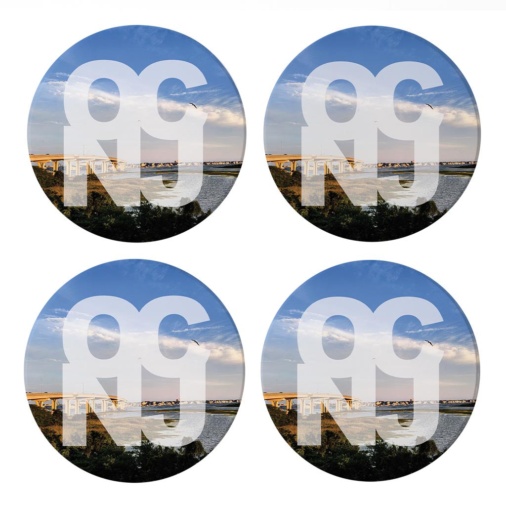 OCNJ Photo With Text | Absorbent Coasters | Set of 4 | Min 2