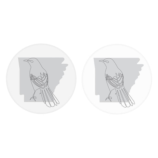 B&W Minimalist Arkansas Single Line Bird| Absorbent Car Coasters | Set of 2 | Min 4