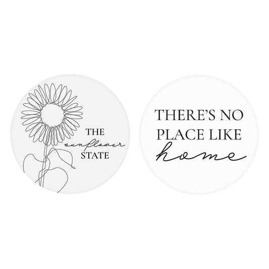 Minimalist B&W Kansas Sunflower Home Quotes| Absorbent Car Coasters | Set of 2 | Min 4