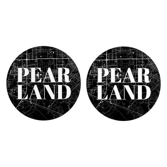 Minimalistic B&W Texas Pearland City Map | Absorbent Car Coasters | Set of 2 | Min 4