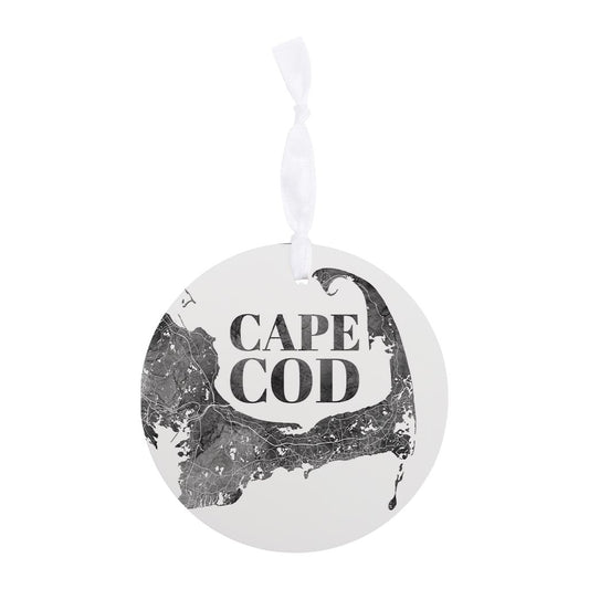 Minimalistic B&W Cape Cod Map | Wood Ornament | Eaches | Min 6