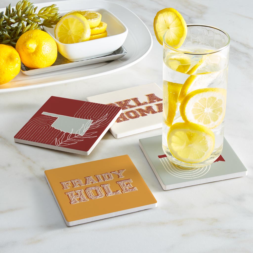 Modern Minimalist Oklahoma Set | Absorbent Coasters | Set of 4 | Min 2
