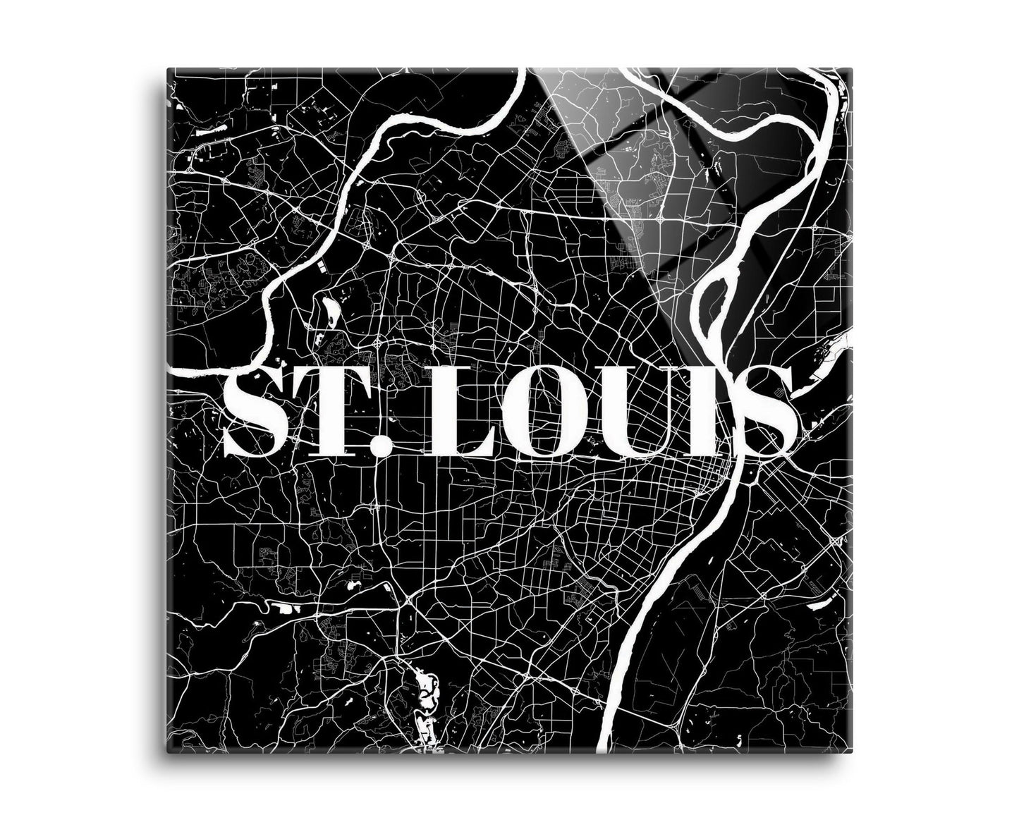Minimalist B&W Missouri St Louis Map | Hi-Def Glass Art | Eaches | Min 2