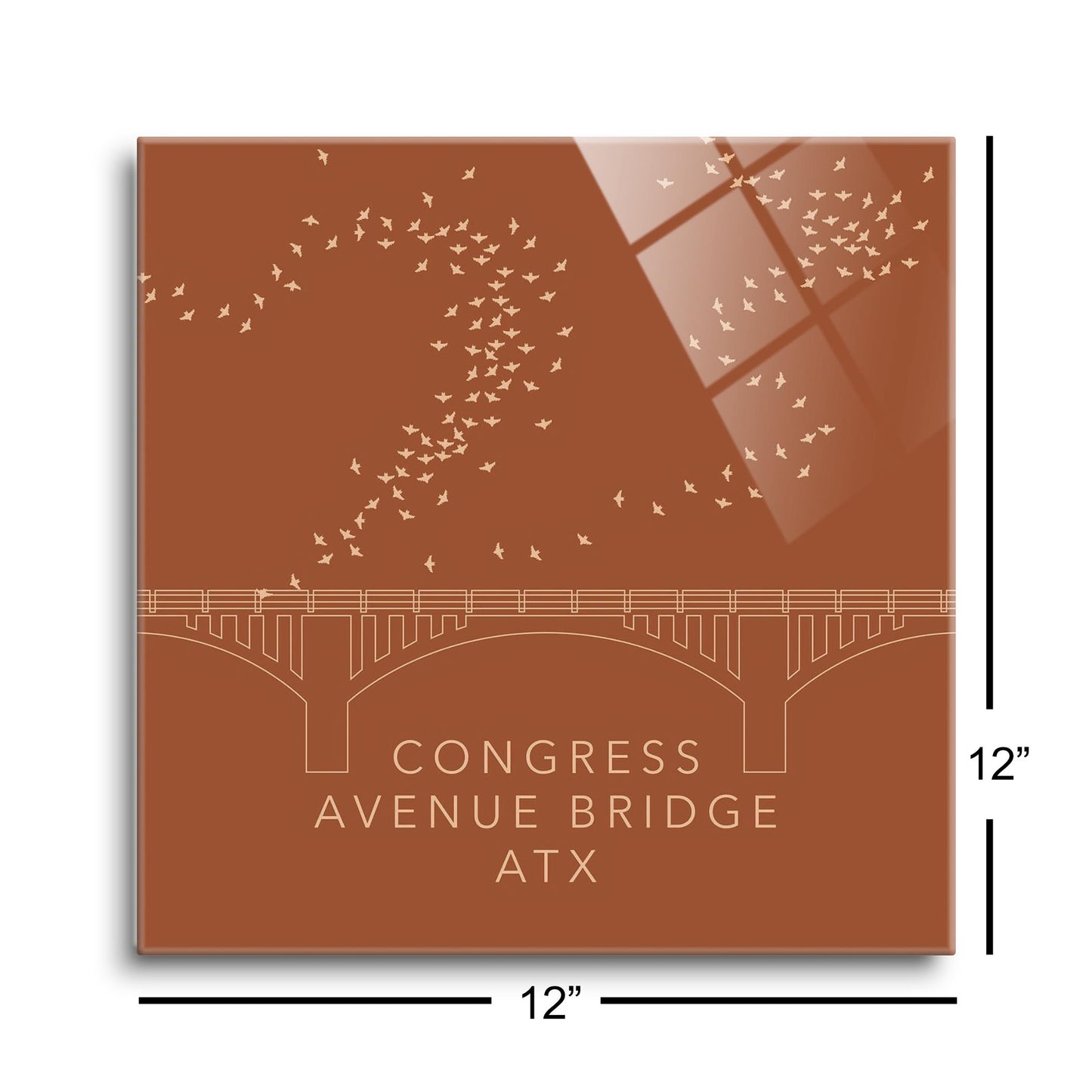 Modern Minimalist Texas Austin Congress Bridge | Hi-Def Glass Art | Eaches | Min 1