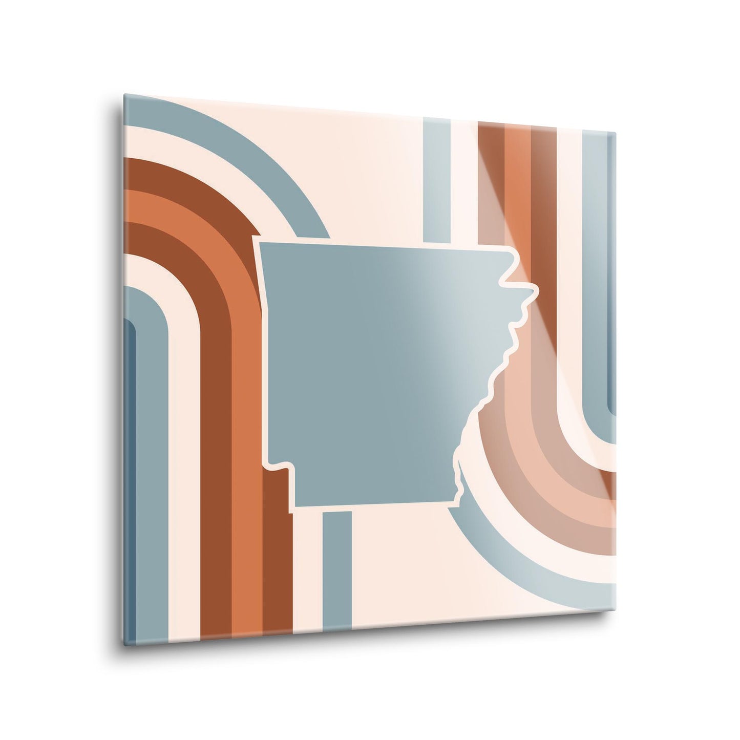 Modern Minimalist Arkansas Retro State Shape | Hi-Def Glass Art | Eaches | Min 1