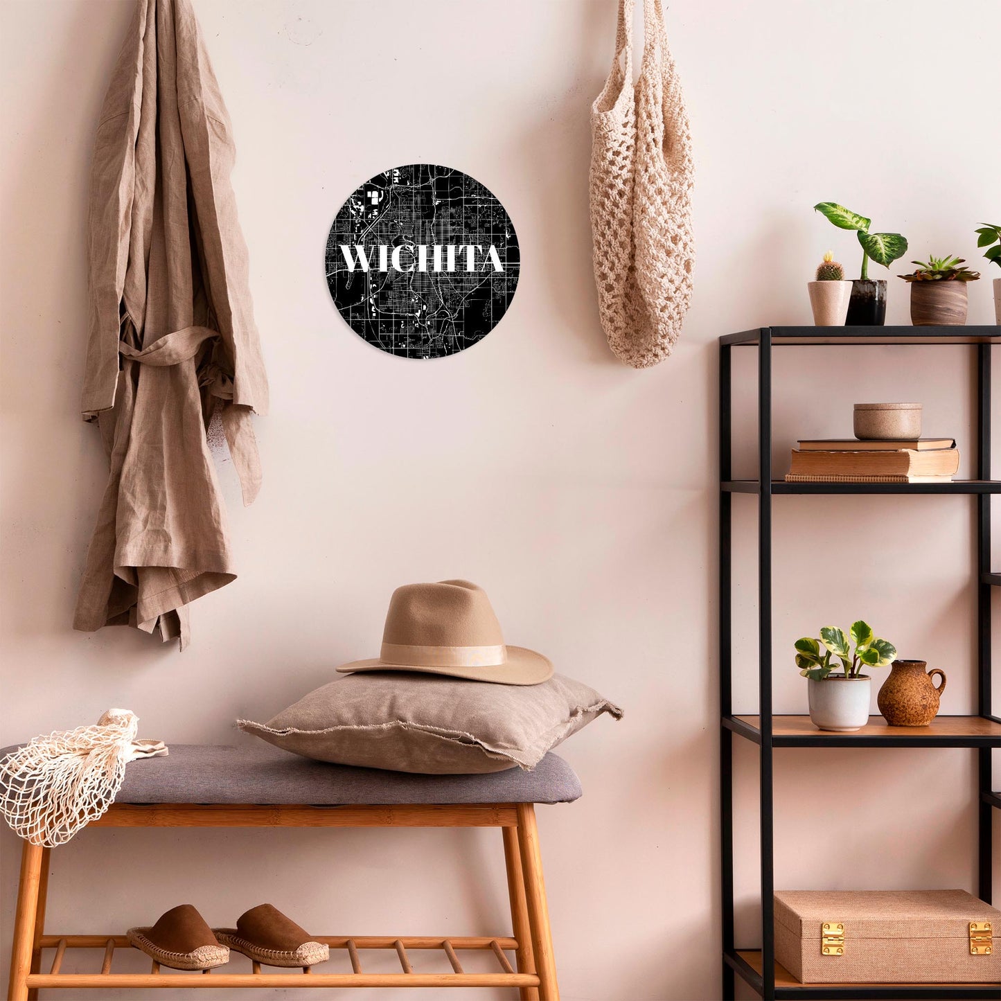 Minimalist B&W Kansas Wichita Map | Wood Sign | Eaches | Min 1