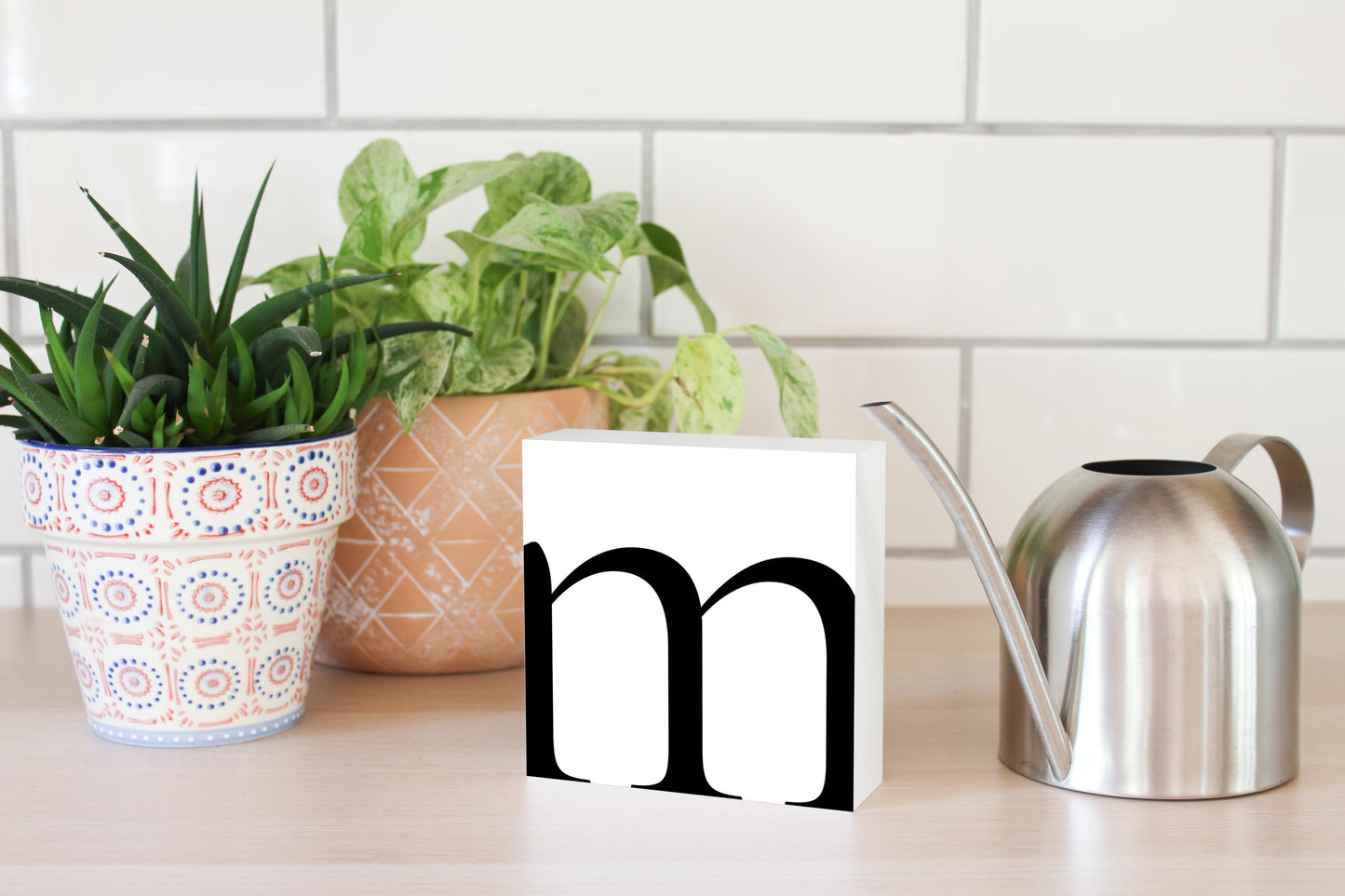 Minimal Monogram M| Wood Block | Eaches | Min 4