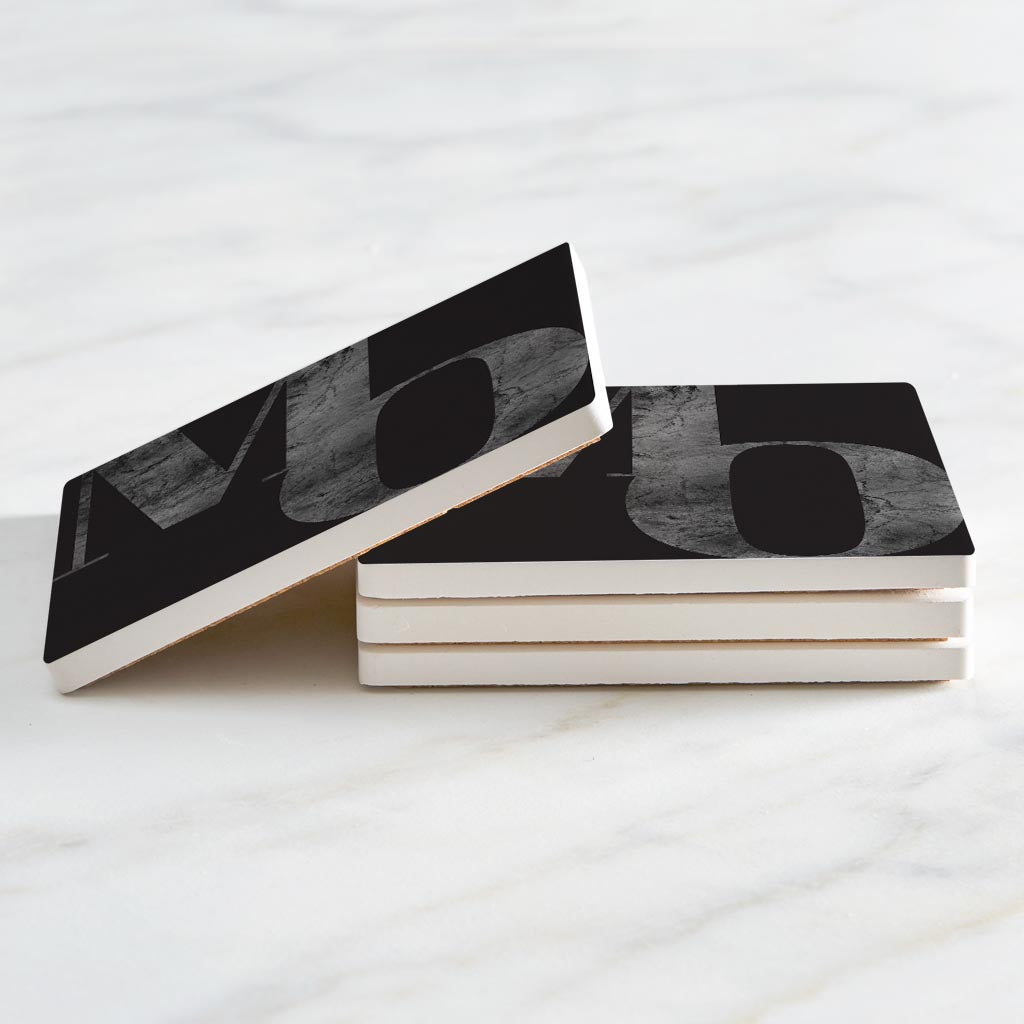Minimalist B&W Missouri Black Initials | Absorbent Coasters | Set of 4 | Min 2