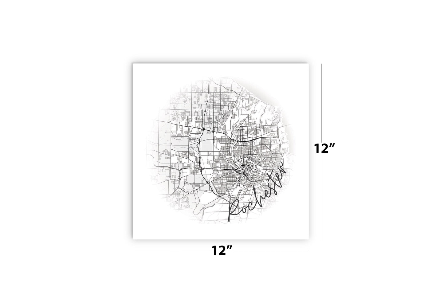 Minimalistic B&W New York Rochester Faded Circle Map | Wood Sign | Eaches | Min 2
